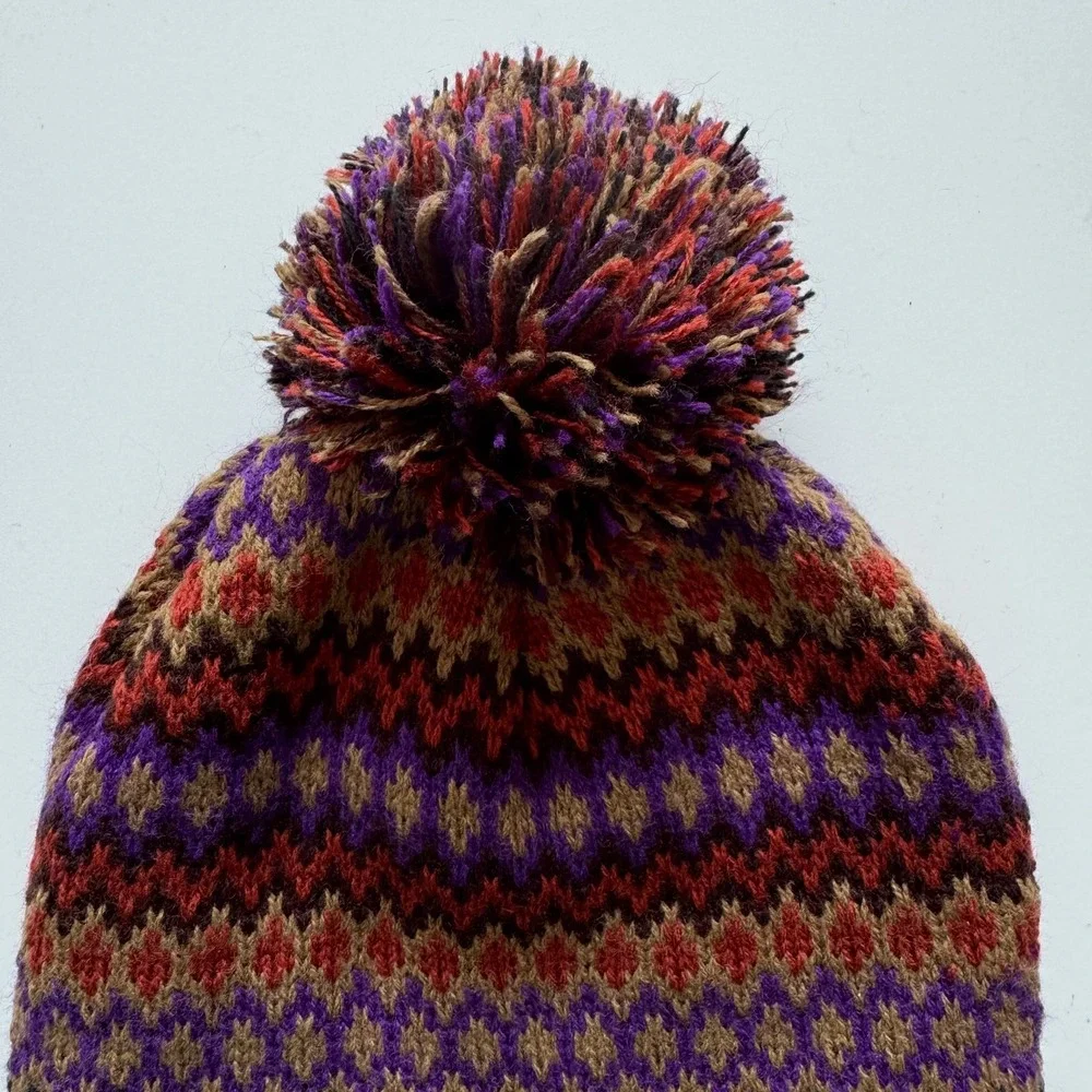 WIGWAM Pom Pom Beanie Hat Adult One Size Brown‎ Orange Cap
